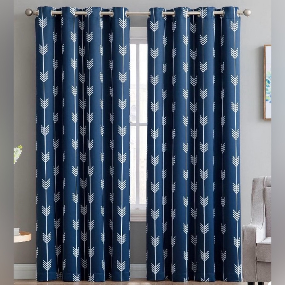 Target Navy Blue Patterned Curtains 84”
